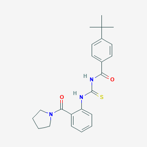 molecular formula C23H27N3O2S B318500 4-tert-butyl-N-{[2-(pyrrolidin-1-ylcarbonyl)phenyl]carbamothioyl}benzamide 