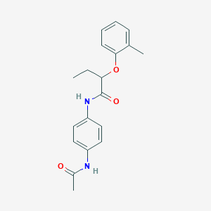 molecular formula C19H22N2O3 B318502 N-[4-(acetylamino)phenyl]-2-(2-methylphenoxy)butanamide 
