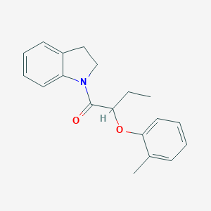 molecular formula C19H21NO2 B318506 1-(2,3-dihydro-1H-indol-1-ylcarbonyl)propyl 2-methylphenyl ether 