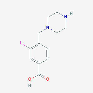 molecular formula C12H15IN2O2 B3185094 3-Iodo-4-(piperazin-1-ylmethyl)benzoic acid CAS No. 1131614-69-1