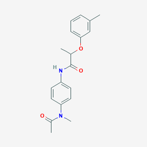 molecular formula C19H22N2O3 B318522 N-{4-[acetyl(methyl)amino]phenyl}-2-(3-methylphenoxy)propanamide 
