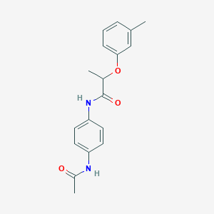 molecular formula C18H20N2O3 B318525 N-[4-(acetylamino)phenyl]-2-(3-methylphenoxy)propanamide 