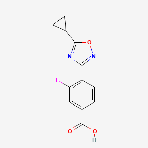 molecular formula C12H9IN2O3 B3185270 4-(5-Cyclopropyl-1,2,4-oxadiazol-3-yl)-3-iodobenzoic acid CAS No. 1131622-48-4