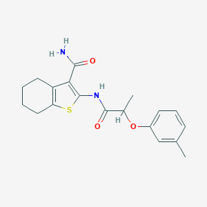 molecular formula C19H22N2O3S B318528 2-{[2-(3-Methylphenoxy)propanoyl]amino}-4,5,6,7-tetrahydro-1-benzothiophene-3-carboxamide 