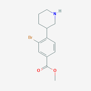 molecular formula C13H16BrNO2 B3185288 Methyl 3-bromo-4-(piperidin-3-yl)benzoate CAS No. 1131622-54-2