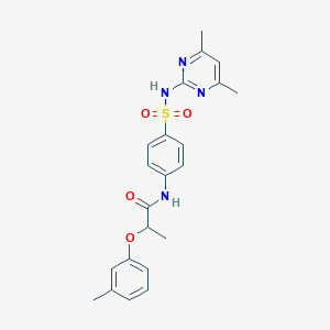 molecular formula C22H24N4O4S B318529 N-(4-{[(4,6-dimethyl-2-pyrimidinyl)amino]sulfonyl}phenyl)-2-(3-methylphenoxy)propanamide 