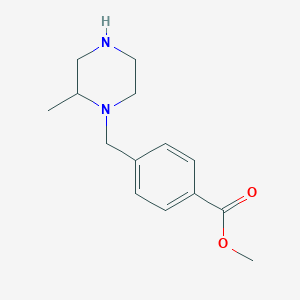 molecular formula C14H20N2O2 B3185302 Methyl 4-((2-methylpiperazin-1-yl)methyl)benzoate CAS No. 1131622-62-2