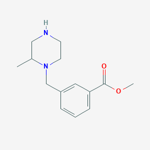 molecular formula C14H20N2O2 B3185305 Methyl 3-((2-methylpiperazin-1-yl)methyl)benzoate CAS No. 1131622-63-3