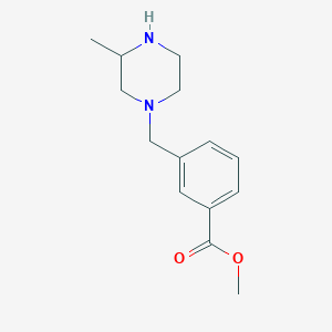 molecular formula C14H20N2O2 B3185318 Methyl 3-((3-methylpiperazin-1-yl)methyl)benzoate CAS No. 1131622-68-8