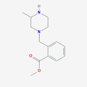 molecular formula C14H20N2O2 B3185325 Methyl 2-[(3-methylpiperazin-1-yl)methyl]benzoate CAS No. 1131622-69-9