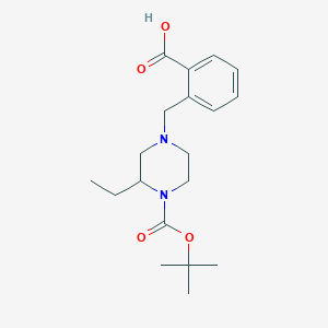 molecular formula C19H28N2O4 B3185358 1-(2-carboxyphenylmethyl)-3-ethyl-4-Boc piperazine CAS No. 1131622-99-5