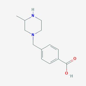 molecular formula C13H18N2O2 B3185386 1-(4-Carboxyphenyl methyl)-3-methyl piperazine CAS No. 1131623-09-0