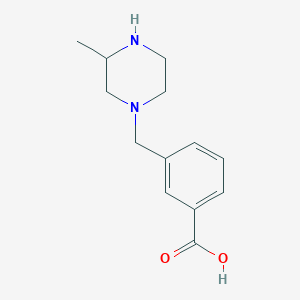 molecular formula C13H18N2O2 B3185390 1-(3-Carboxyphenyl methyl)-3-methyl piperazine CAS No. 1131623-10-3