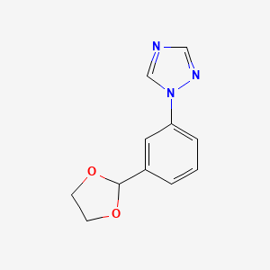 molecular formula C11H11N3O2 B3185432 2-[3-(1,2,4-Triazol-1-YL)phenyl]-1,3-dioxolane CAS No. 1141669-93-3