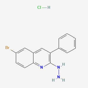 molecular formula C15H13BrClN3 B3185536 6-Bromo-2-hydrazino-3-phenylquinoline hydrochloride CAS No. 1171322-09-0