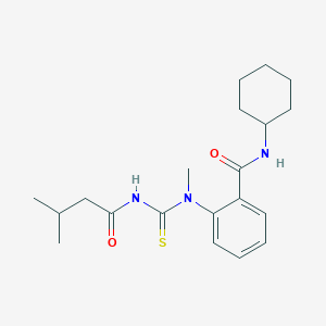 molecular formula C20H29N3O2S B318561 N-cyclohexyl-2-{methyl[(3-methylbutanoyl)carbamothioyl]amino}benzamide 