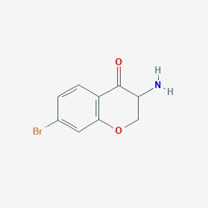 molecular formula C9H8BrNO2 B3185610 3-Amino-7-bromochroman-4-one CAS No. 1180916-24-8