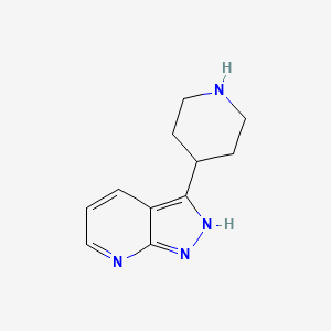 molecular formula C11H14N4 B3185639 1H-Pyrazolo[3,4-b]pyridine, 3-(4-piperidinyl)- CAS No. 1185192-81-7