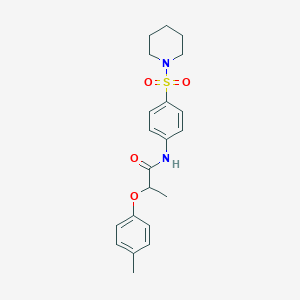 molecular formula C21H26N2O4S B318578 2-(4-methylphenoxy)-N-[4-(1-piperidinylsulfonyl)phenyl]propanamide 