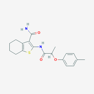 molecular formula C19H22N2O3S B318580 2-{[2-(4-Methylphenoxy)propanoyl]amino}-4,5,6,7-tetrahydro-1-benzothiophene-3-carboxamide 