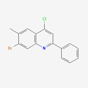 molecular formula C16H11BrClN B3185844 7-Bromo-4-chloro-6-methyl-2-phenylquinoline CAS No. 1189106-69-1