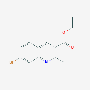 molecular formula C14H14BrNO2 B3185892 7-Bromo-2,8-dimethylquinoline-3-carboxylic acid ethyl ester CAS No. 1189106-91-9