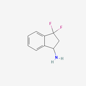 molecular formula C9H9F2N B3186063 3,3-difluoro-2,3-dihydro-1H-inden-1-amine CAS No. 1196156-50-9