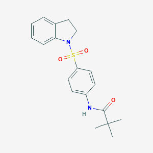 molecular formula C19H22N2O3S B318608 N-[4-(2,3-dihydro-1H-indol-1-ylsulfonyl)phenyl]-2,2-dimethylpropanamide 