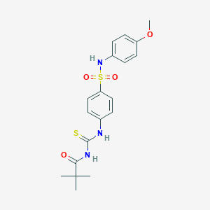 molecular formula C19H23N3O4S2 B318613 N-({4-[(4-methoxyphenyl)sulfamoyl]phenyl}carbamothioyl)-2,2-dimethylpropanamide 