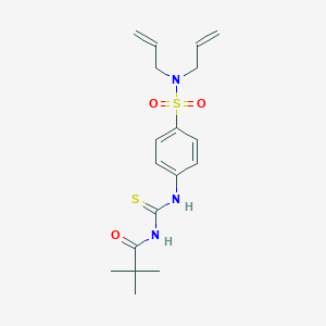 molecular formula C18H25N3O3S2 B318616 N,N-diallyl-4-({[(2,2-dimethylpropanoyl)amino]carbothioyl}amino)benzenesulfonamide 