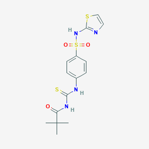 molecular formula C15H18N4O3S3 B318620 2,2-dimethyl-N-[({4-[(1,3-thiazol-2-ylamino)sulfonyl]phenyl}amino)carbonothioyl]propanamide 