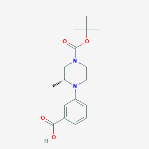 molecular formula C17H24N2O4 B3186269 3-[(2R)-4-(tert-Butoxycarbonyl)-2-methylpiperazin-1-yl]benzoic acid CAS No. 1217746-43-4