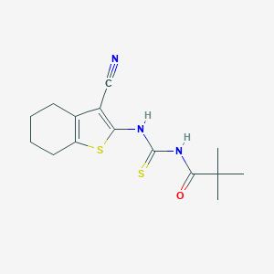 N-[(3-cyano-4,5,6,7-tetrahydro-1-benzothiophen-2-yl)carbamothioyl]-2,2-dimethylpropanamide