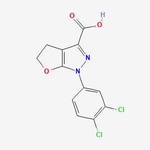 molecular formula C12H8Cl2N2O3 B3186488 1-(3,4-Dichlorophenyl)-4,5-dihydro-1h-furo[2,3-c]pyrazole-3-carboxylic acid CAS No. 1245104-57-7