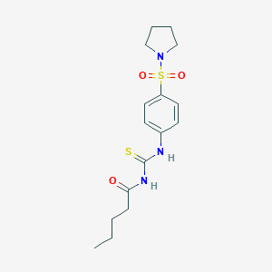 molecular formula C16H23N3O3S2 B318649 N-({[4-(1-pyrrolidinylsulfonyl)phenyl]amino}carbonothioyl)pentanamide 