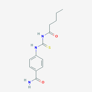 molecular formula C13H17N3O2S B318650 4-[(Pentanoylcarbamothioyl)amino]benzamide 
