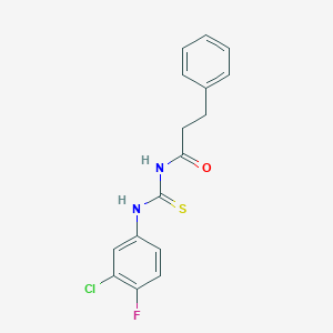 molecular formula C16H14ClFN2OS B318655 N-[(3-chloro-4-fluorophenyl)carbamothioyl]-3-phenylpropanamide 