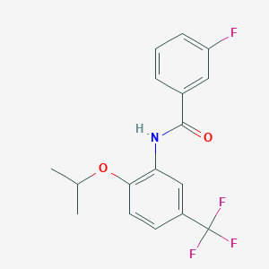 molecular formula C17H15F4NO2 B318662 3-fluoro-N-[2-isopropoxy-5-(trifluoromethyl)phenyl]benzamide 