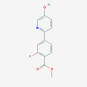 molecular formula C13H10FNO3 B3186661 2-(3-Fluoro-4-methoxycarbonylphenyl)-5-hydroxypyridine CAS No. 1262010-97-8