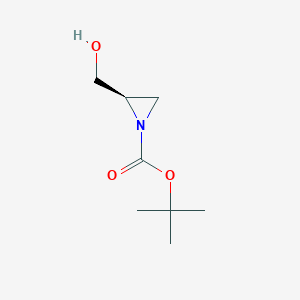 molecular formula C8H15NO3 B3186747 (R)-tert-butyl 2-(hydroxymethyl)aziridine-1-carboxylate CAS No. 1286768-91-9