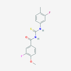 molecular formula C16H14FIN2O2S B318676 N-[(3-fluoro-4-methylphenyl)carbamothioyl]-3-iodo-4-methoxybenzamide 