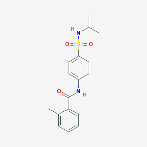 molecular formula C17H20N2O3S B318683 N-{4-[(isopropylamino)sulfonyl]phenyl}-2-methylbenzamide 