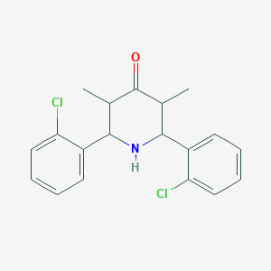 molecular formula C19H19Cl2NO B3186925 4-Piperidinone, 2,6-bis(2-chlorophenyl)-3,5-dimethyl- CAS No. 134645-34-4