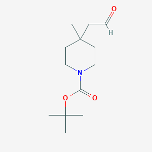 molecular formula C13H23NO3 B3186999 1-Piperidinecarboxylic acid, 4-methyl-4-(2-oxoethyl)-, 1,1-dimethylethyl ester CAS No. 1374653-92-5
