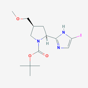 molecular formula C14H22IN3O3 B3187019 Tert-Butyl(2S,4S)-2-(4-iodo-1H-imidazol-2-yl)-4-(methoxy methyl)pyrrolidine-1-carboxylate CAS No. 1378391-86-6