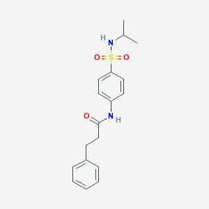 molecular formula C18H22N2O3S B318724 N-{4-[(isopropylamino)sulfonyl]phenyl}-3-phenylpropanamide 