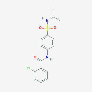 molecular formula C16H17ClN2O3S B318725 2-chloro-N-{4-[(isopropylamino)sulfonyl]phenyl}benzamide 