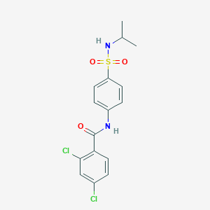 molecular formula C16H16Cl2N2O3S B318728 2,4-dichloro-N-{4-[(isopropylamino)sulfonyl]phenyl}benzamide 