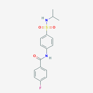 molecular formula C16H17FN2O3S B318729 4-fluoro-N-{4-[(isopropylamino)sulfonyl]phenyl}benzamide 