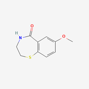 molecular formula C10H11NO2S B3187295 7-Methoxy-3,4-dihydrobenzo[f][1,4]thiazepin-5(2H)-one CAS No. 145903-32-8
